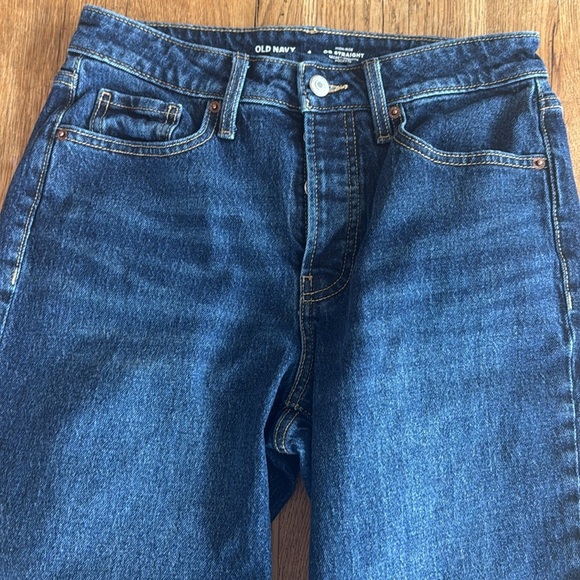 Old Navy Button Fly OG Straight Leg High Rise Raw Hem Jeans - Picture 2 of 7